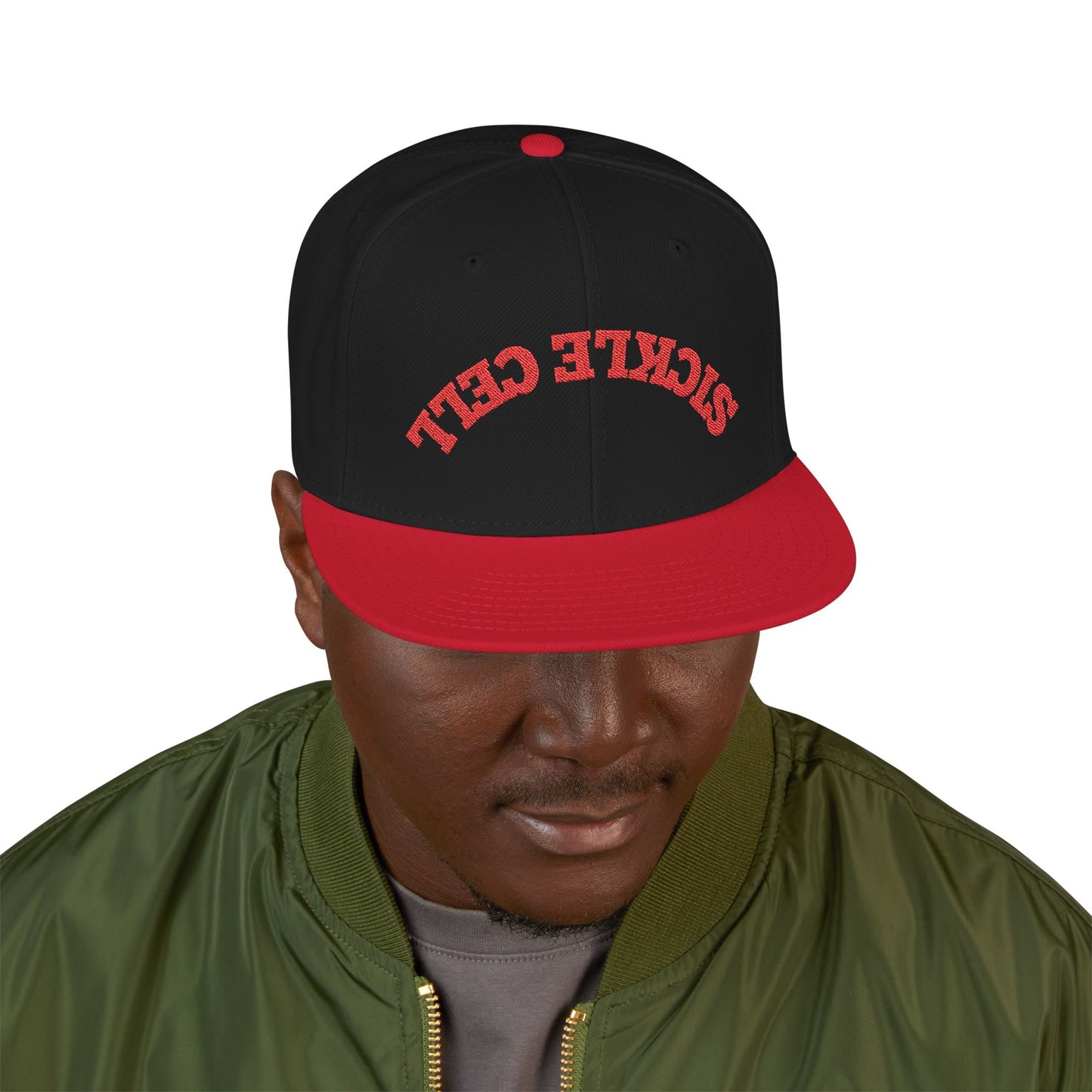 Sickle Cell Upside Down Snapback - Red/Black