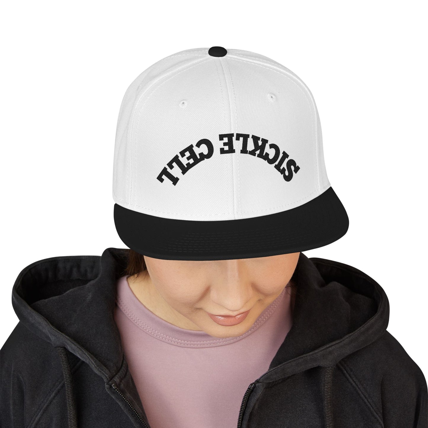 Sickle Cell Upside Down Snapback - Black/White